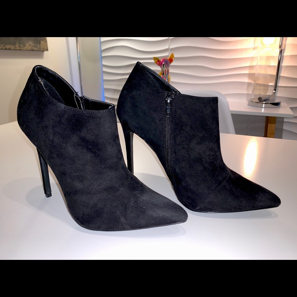 Suede Black Booties